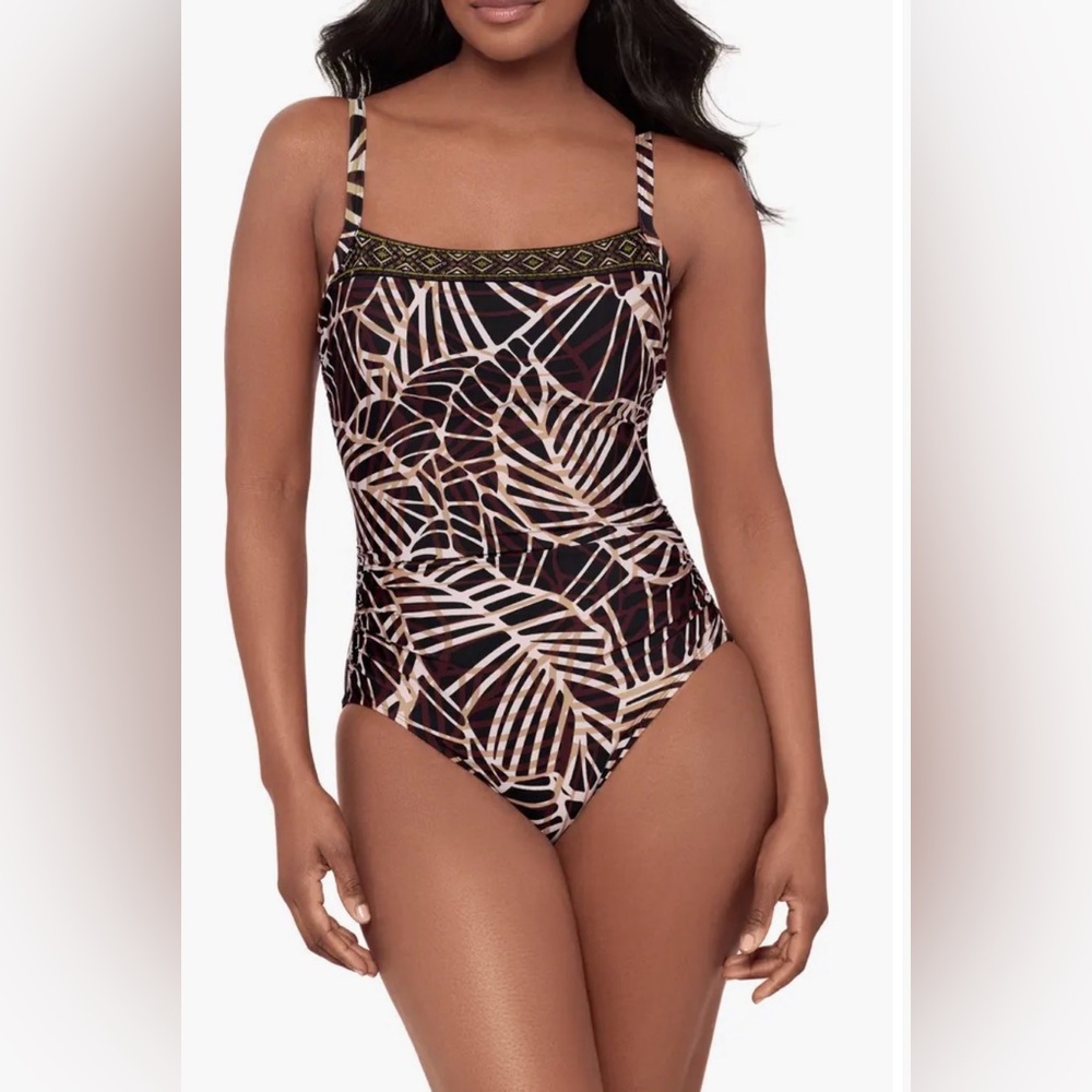 Miraclesuit Let’s Be Fronds Kara Underwire One-Piece Swimsuit Size 12